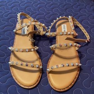 Steve Madden Travel Tan Studded Sandals